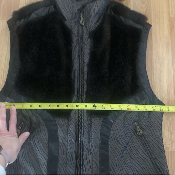 Emmegi Ski Vest Faux Fur Brown Winter Vest Animal Print - Picture 8 of 10